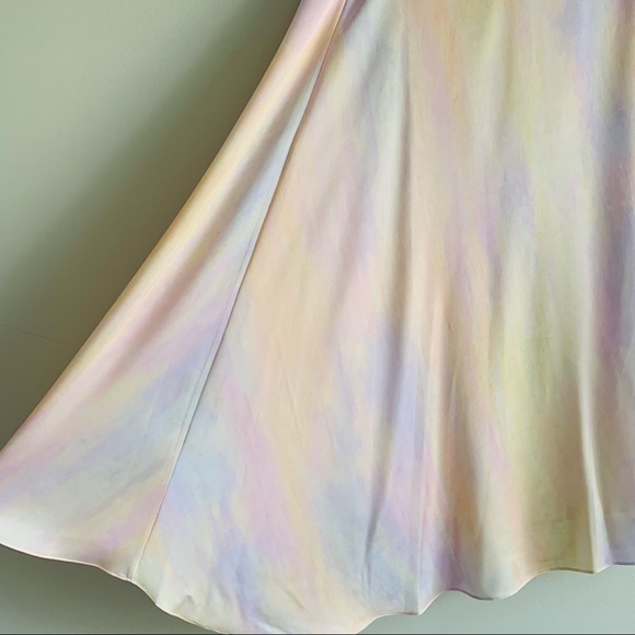 VINCE Rainbow Wash Drape Asymmetric Midi Skirt pastel pink slip skirt - Picture 12 of 16